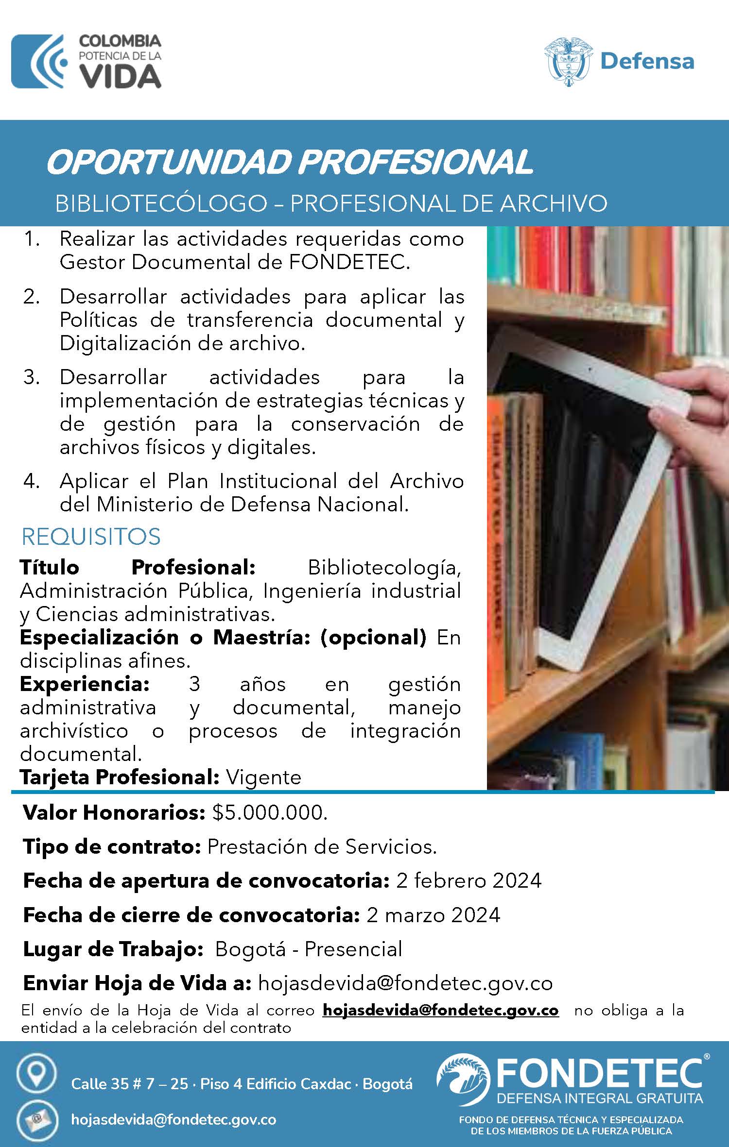 Bibliotecólogo Profesional de Archivo